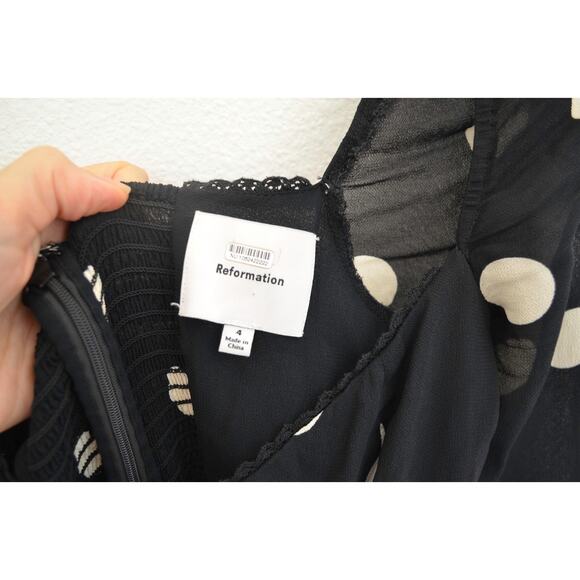 Reformation Zandra Midi Dress Polka Dot Size 4 - Picture 6 of 9